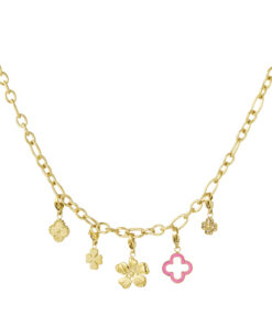 Flower bedel ketting - goud