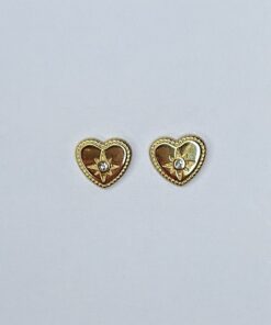 Studs WOW hart met steentje - goud