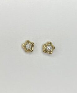 Studs Flower With Pearl - goud