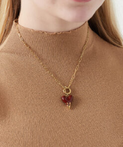 Alternative view of Bedelketting heart on fire - goud