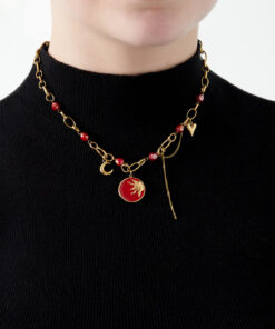 Alternative view of red sun ketting - goud