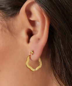 Alternative view of Basic bloemvorm oorbellen medium - Goud