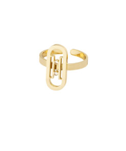 Ring schakel met steentjes - goud
