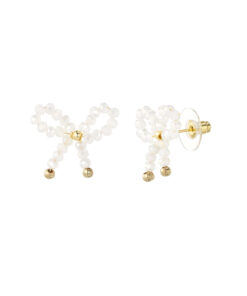 Oorbellen bow essential – wit/goud