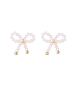 Oorbellen bow essential – lichtroze/goud
