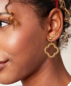 Alternative view of Dotted clover earrings - Silver