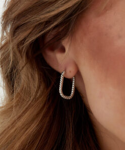 Alternative view of Earrings ribbed elongated - Gold