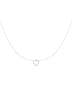Diamond clover necklace - silver