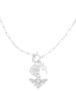 Bee blossom ketting - Zilver