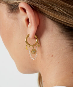 Alternative view of Pearl moon earrings - Goud