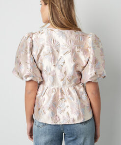 Alternative view of Top korte met mouwen en bloemenprint - Champagne