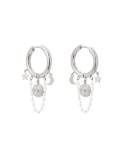 Pearl moon earrings - Zilver