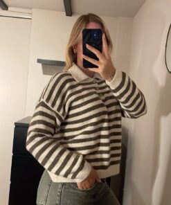 Alternative view of AMBIKA Lia Stripe Sweater - Taupe/Beige